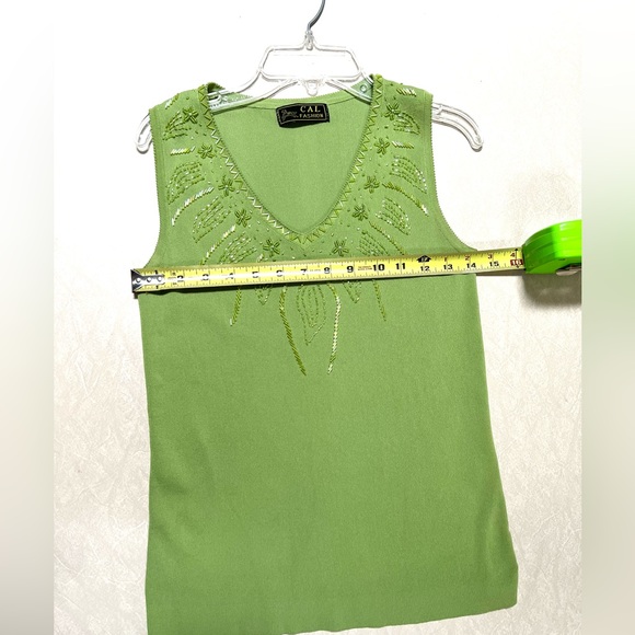 Lime Green Beaded Tank, M.  100% of proceeds to FamilyHeart.org - Picture 2 of 8